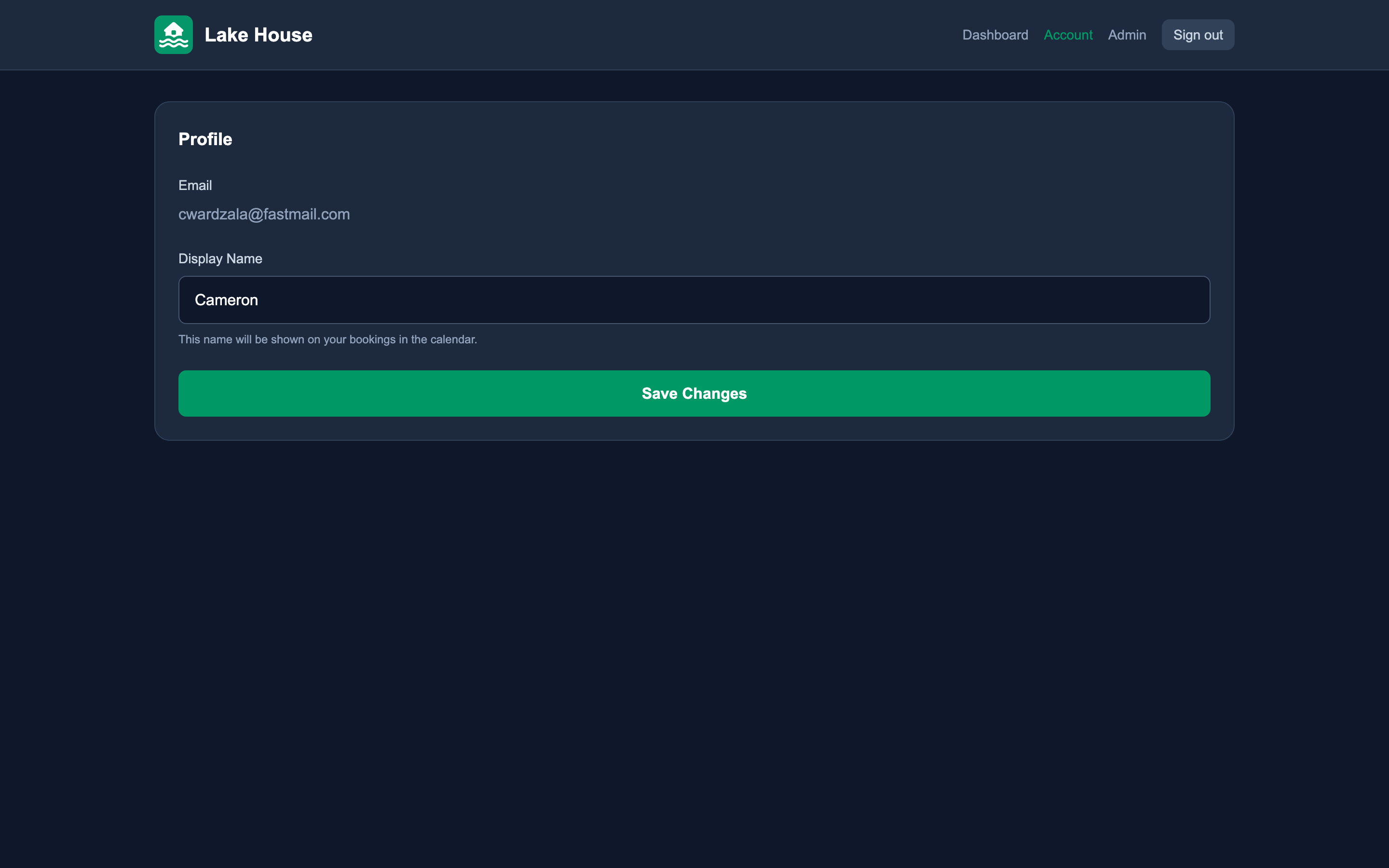 Account profile page