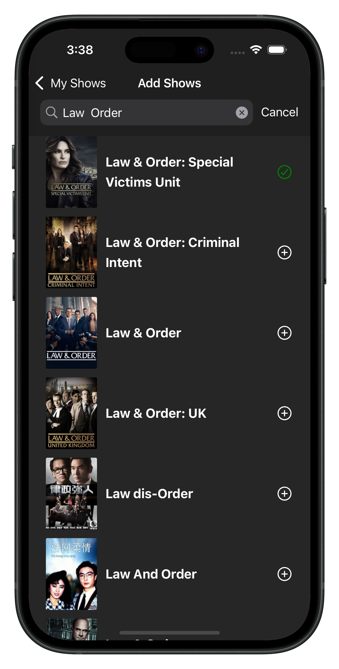 Show search screen